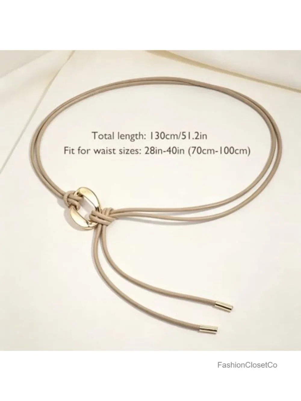 Women's PU Leather Knotted Belt Gold Buckle Thin Tie Waist Belt Dresses